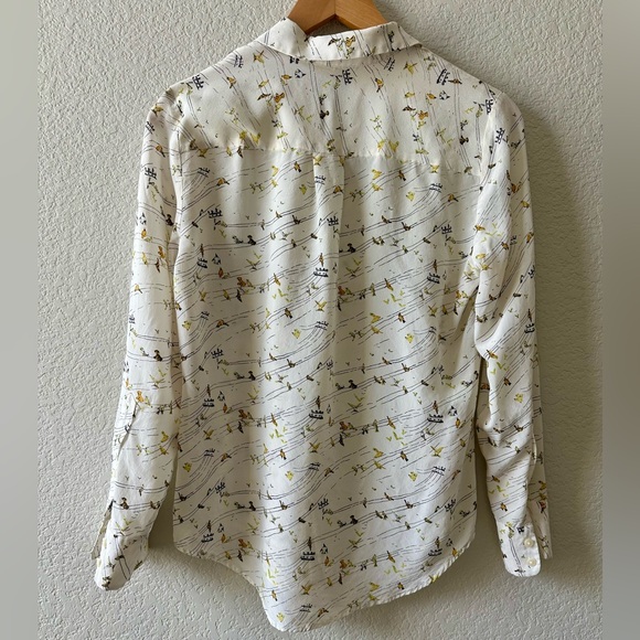 Madewell Silk White Shirt with Bird Pattern Women’s size S - Picture 2 of 3